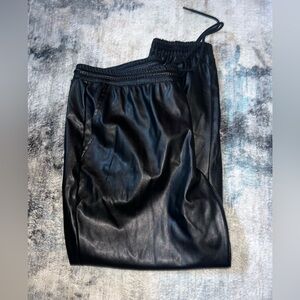 Black Faux leather joggers